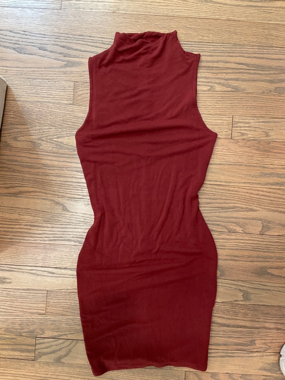 naked wardrobe Sleeveless Mock Neck Bodycon Dress in rust burnt orange S